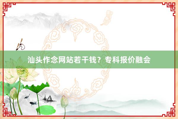 汕头作念网站若干钱？专科报价融会